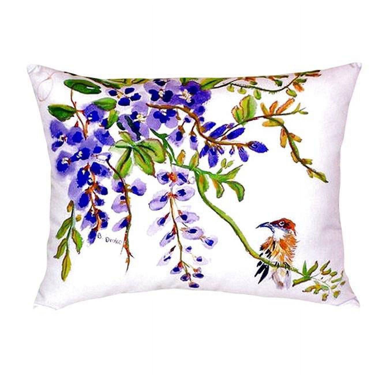 16 x 20 in. Wisteria & Bird No Cord Pillow