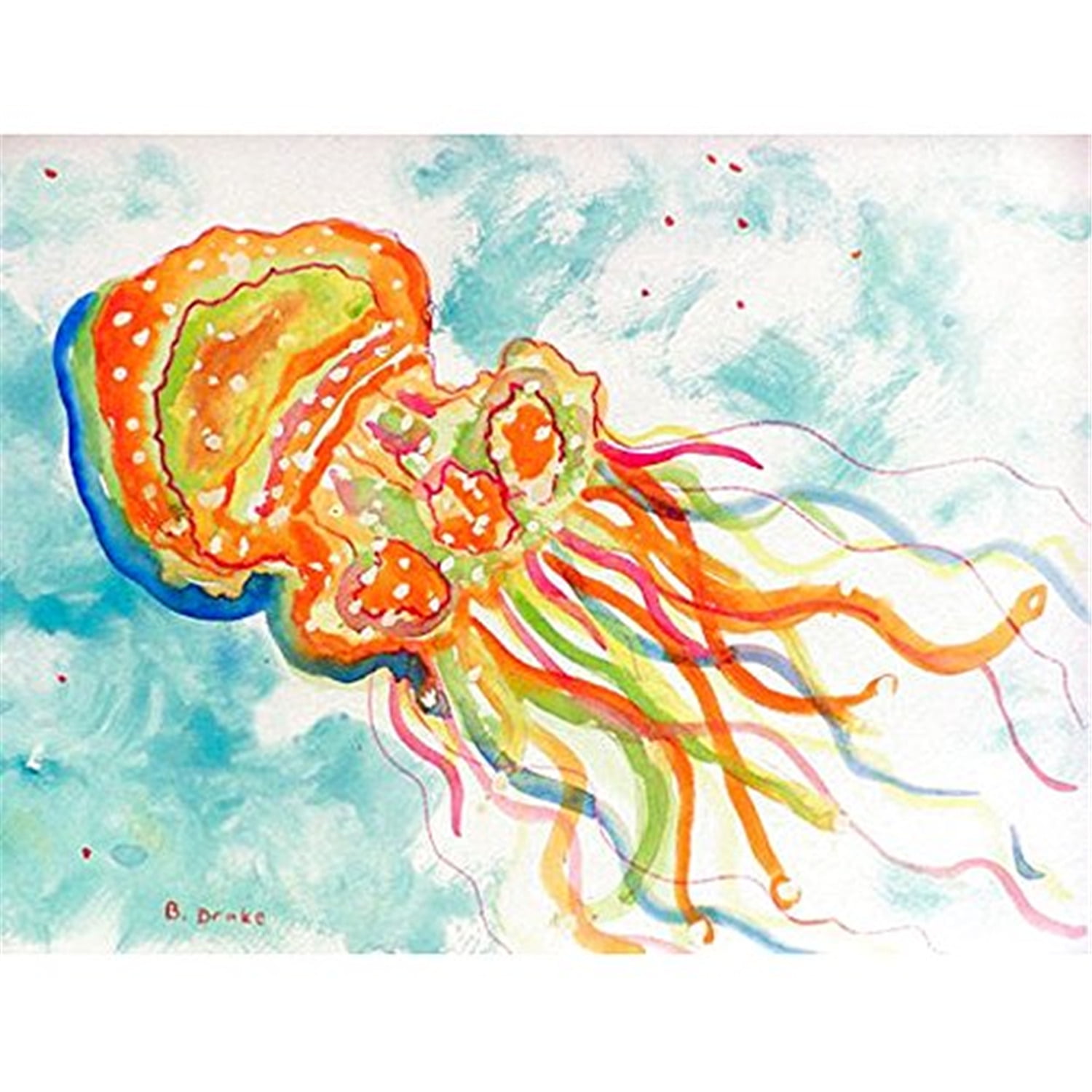 Picture of Betsy Drake PM083 Orange Jellyfish Place Mat - Set of 4