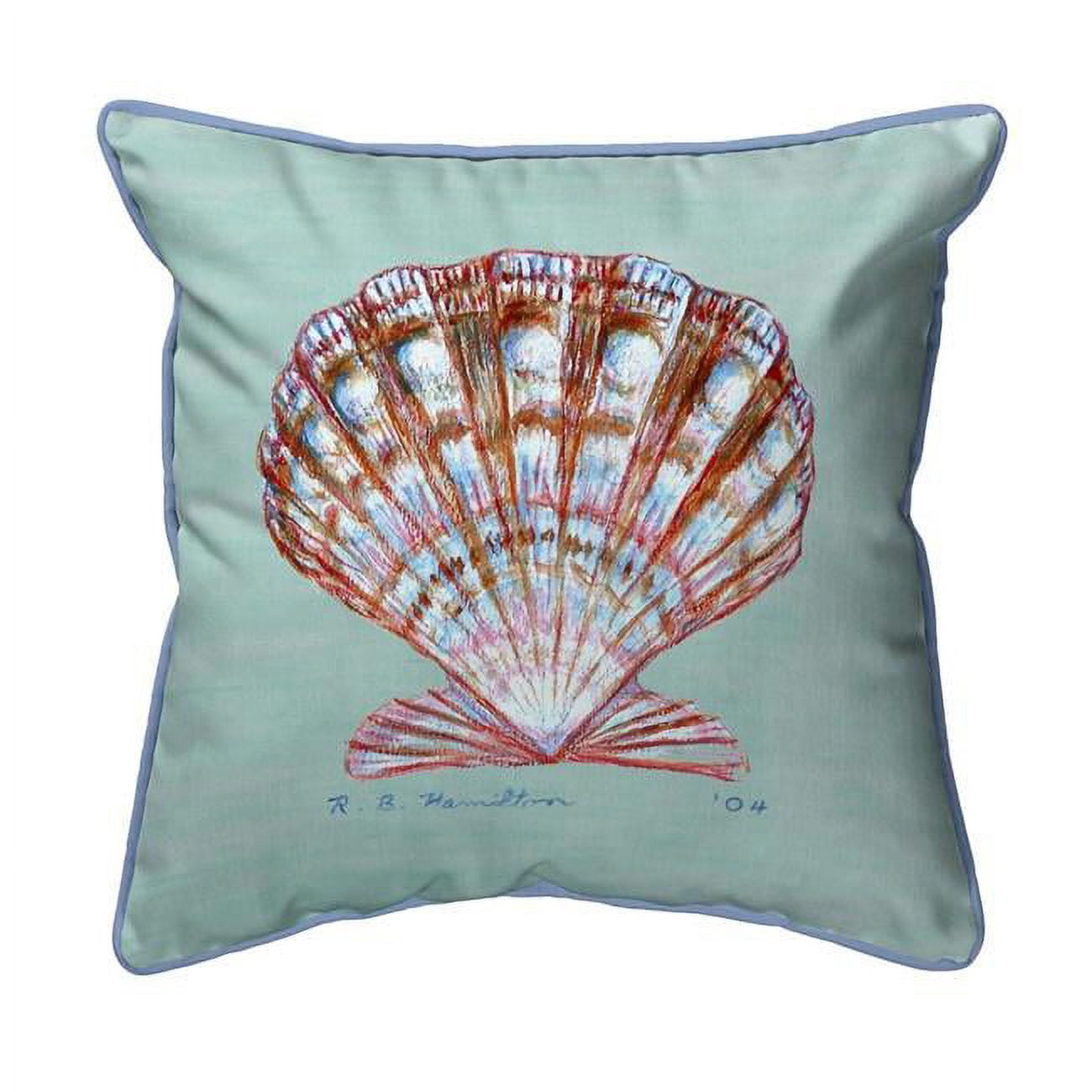 12 x 12 in. Scallop Shell Teal Small Indoor & Outdoor Pillow