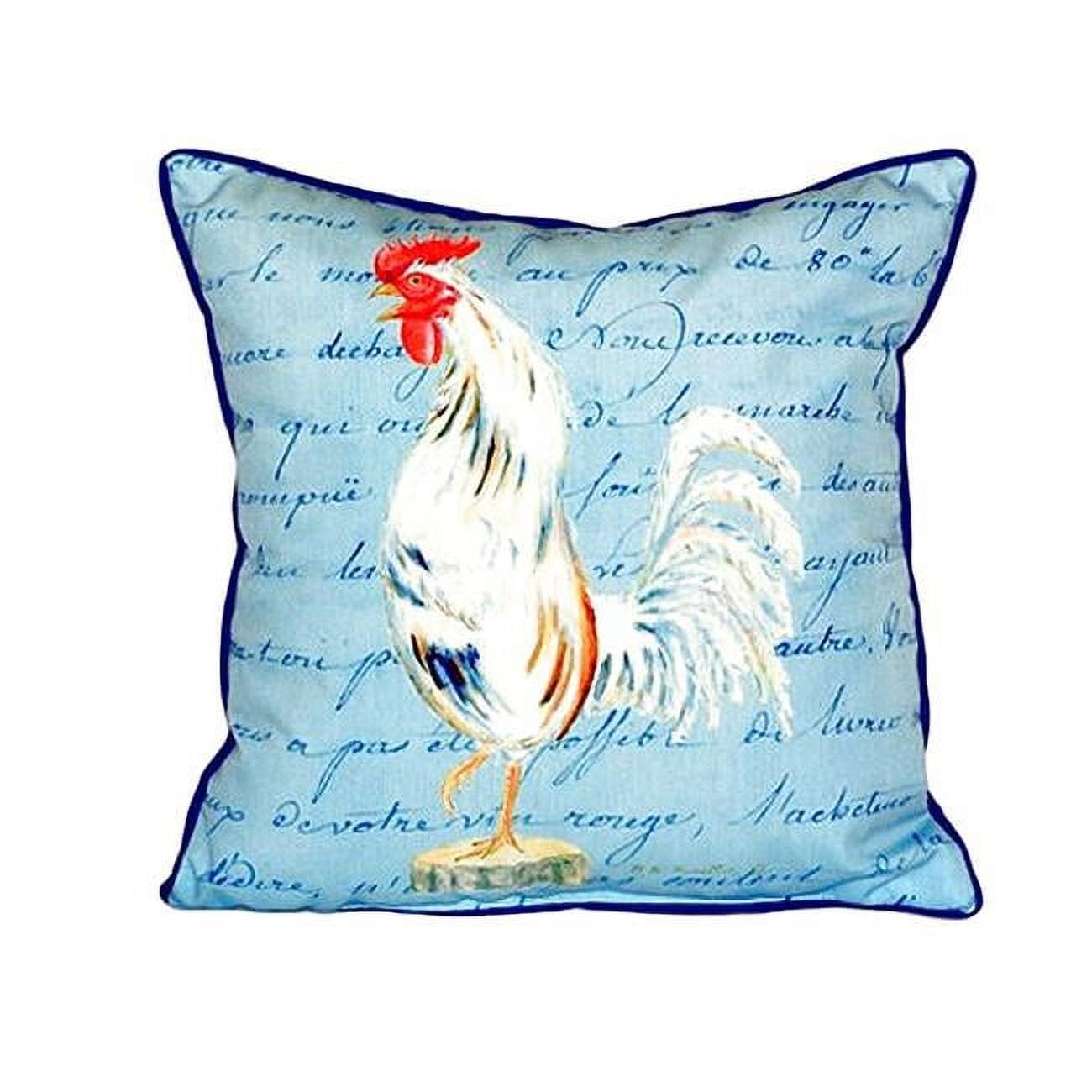 12 x 12 in. White Rooster Script Small Indoor & Outdoor Pillow