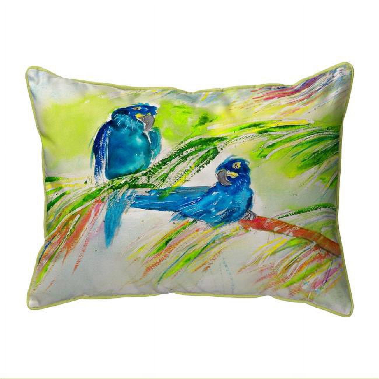 11 x 14 in. Two Blue Parrots Small Indoor & Outdoor Pillow