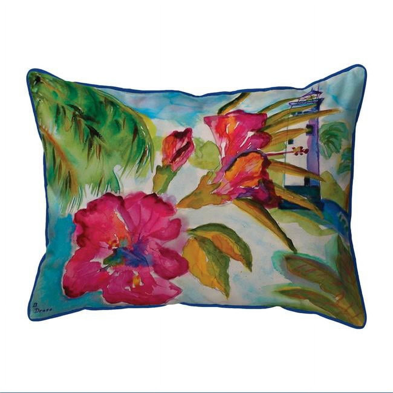 11 x 14 in. Lighthouse & Florals Small Indoor & Outdoor Pillow