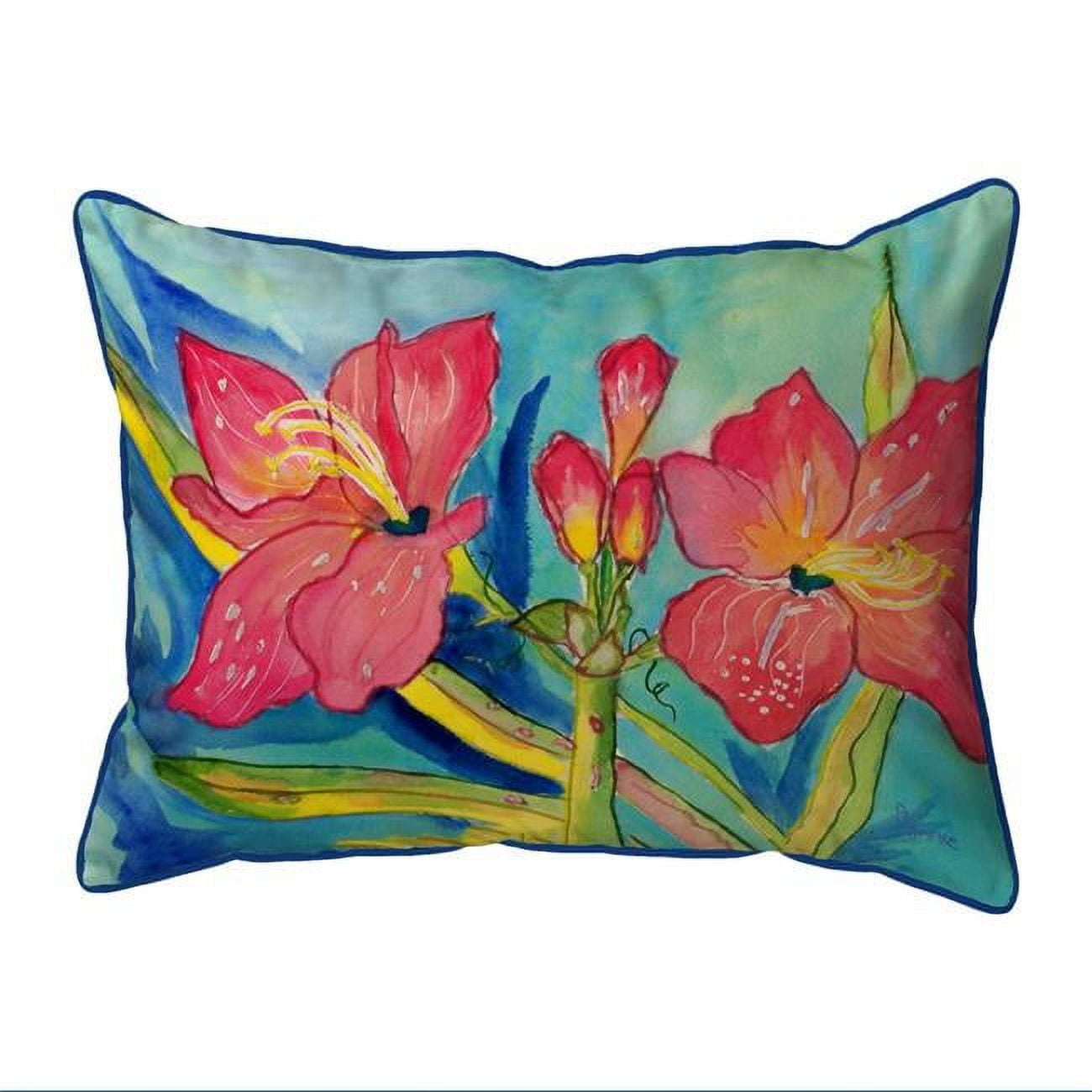 11 x 14 in. Pink Amaryllis Small Indoor & Outdoor Pillow