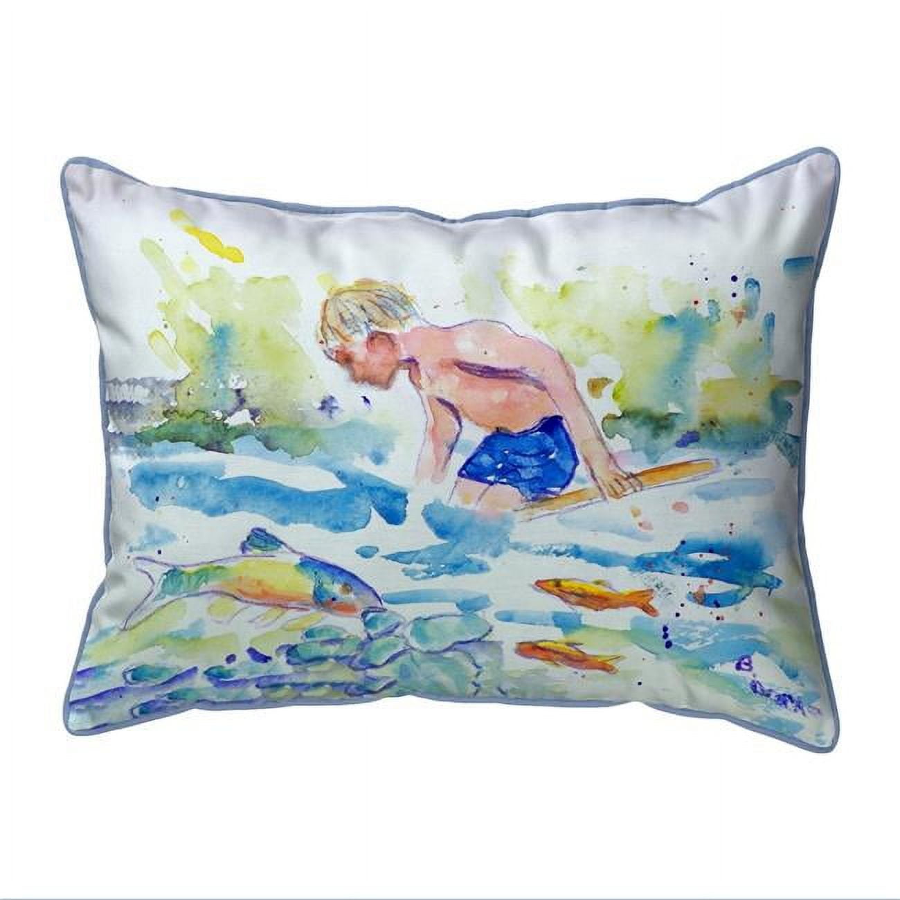 12 x 12 in. Boy & Fish Small Indoor & Outdoor Pillow
