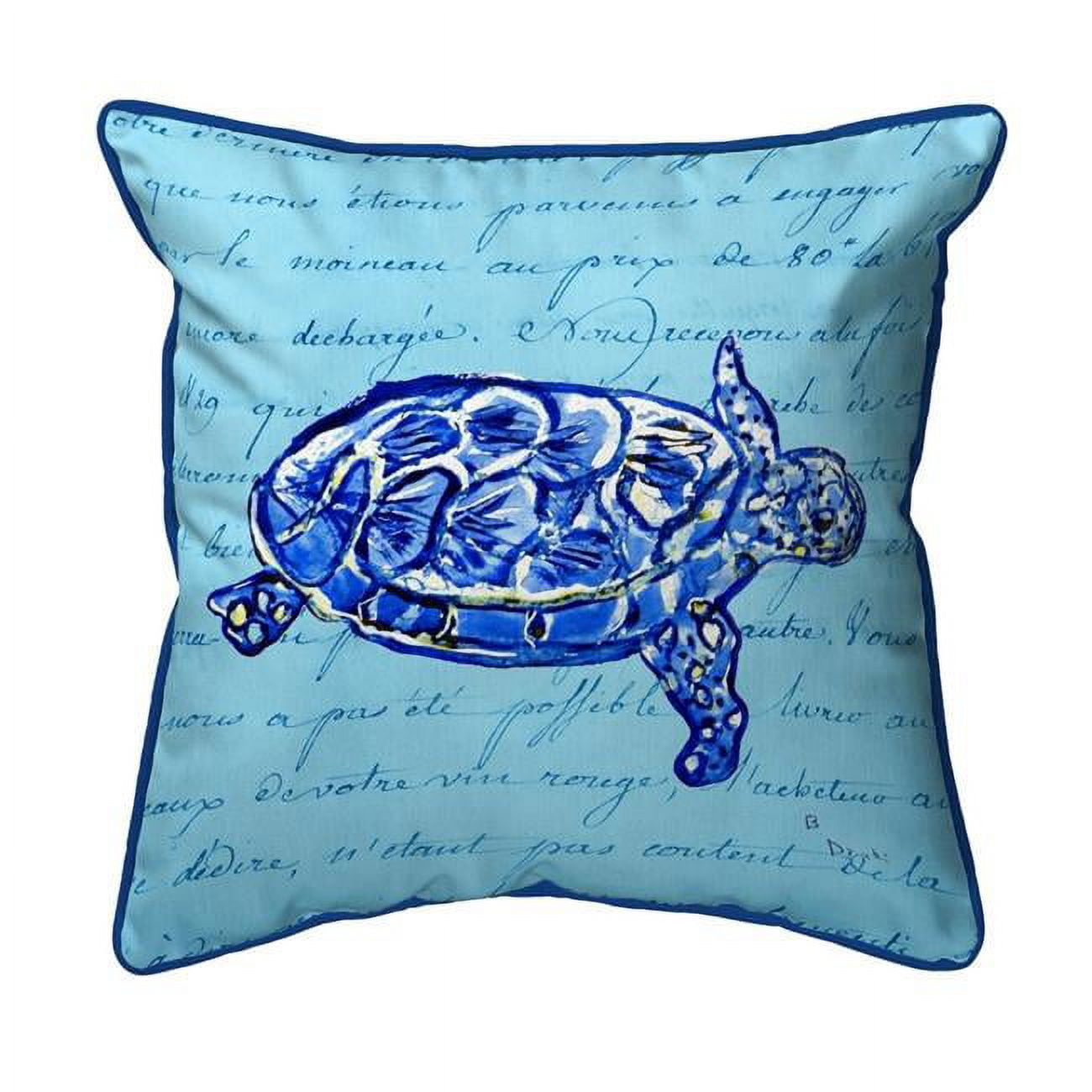 11 x 14 in. Sea Turtle Blue Script Small Indoor & Outdoor Pillow