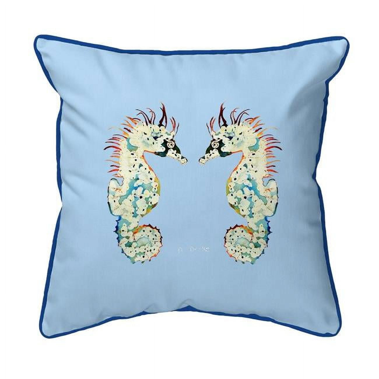 22 x 22 in. Betsys Seahorses Light Blue Background Extra Large Corded Indoor & Outdoor Pillow