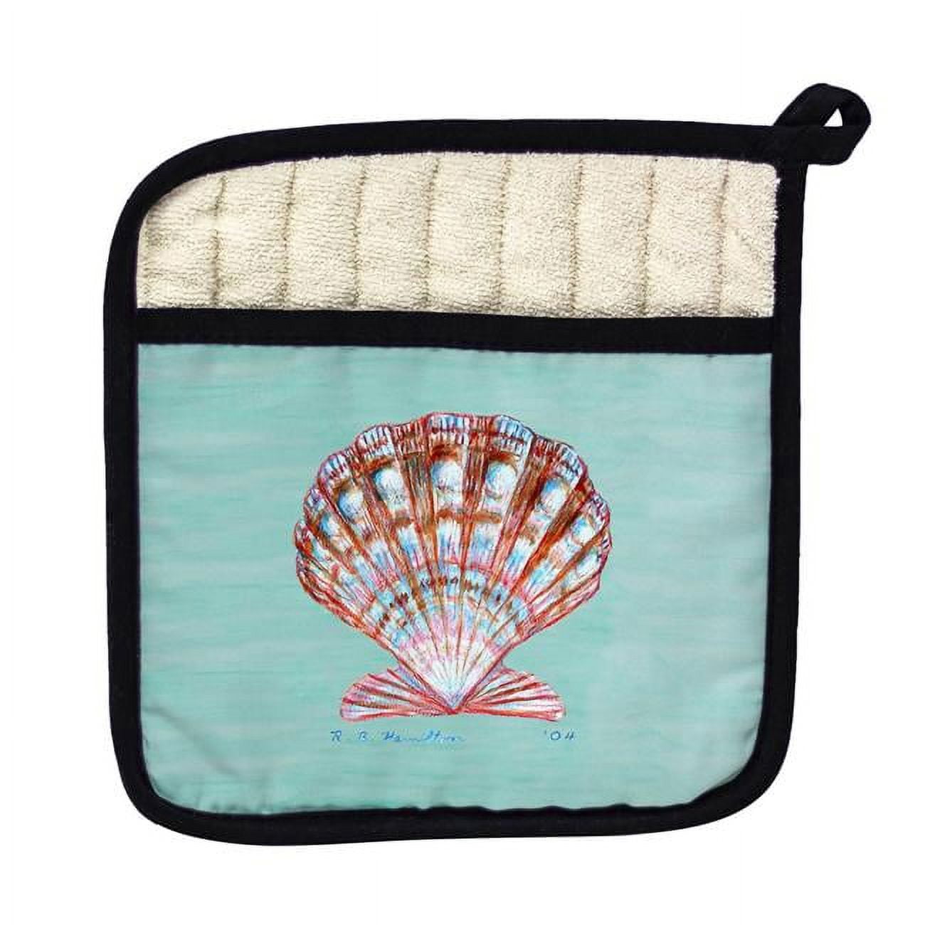 Picture of Betsy Drake PT112C Scallop Shell Teal Pot Holder