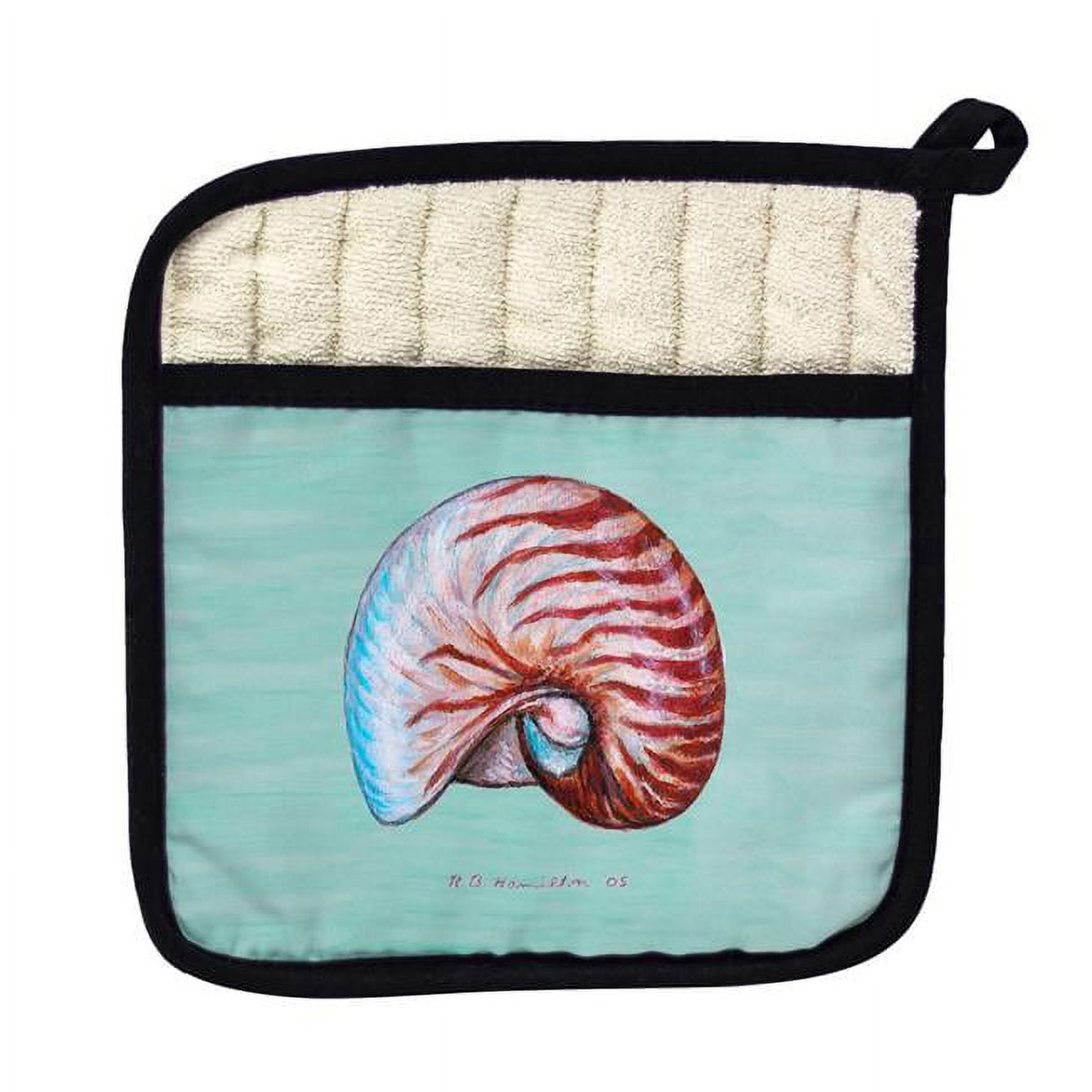 Picture of Betsy Drake PT118C Nautilus Shell Teal Pot Holder