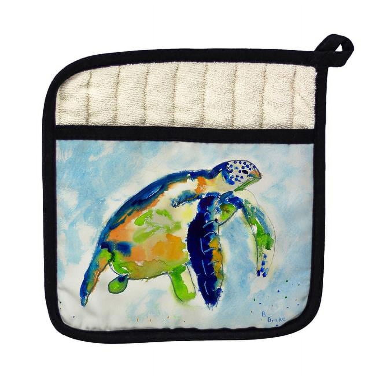 Picture of Betsy Drake PT134 Blue Sea Turtle Pot Holder