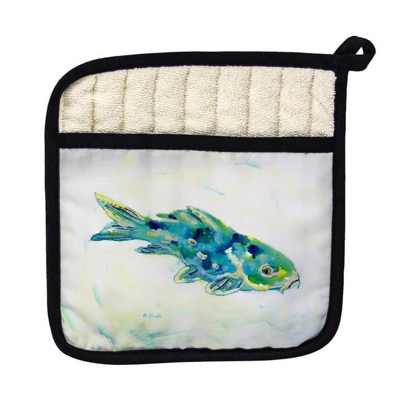 Picture of Betsy Drake PT136 Blue Koi Pot Holder