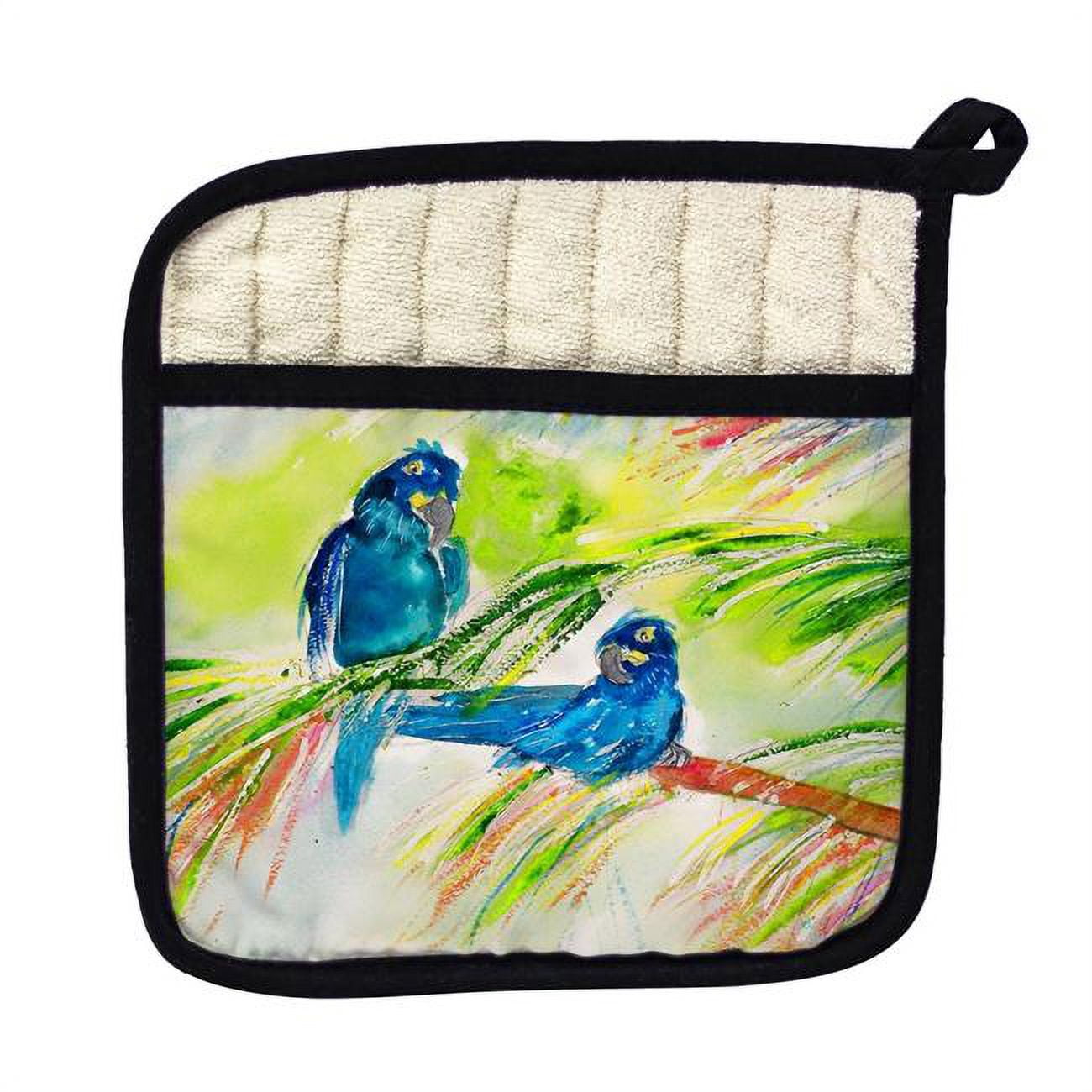 Picture of Betsy Drake PT137 Two Blue Parrots Pot Holder