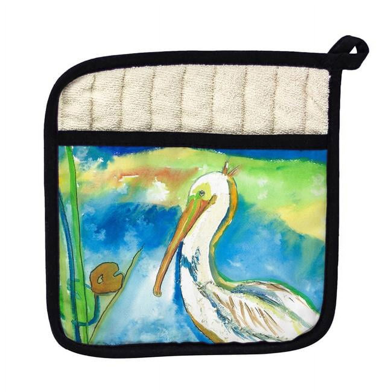 Picture of Betsy Drake PT138 White Pelican Pot Holder