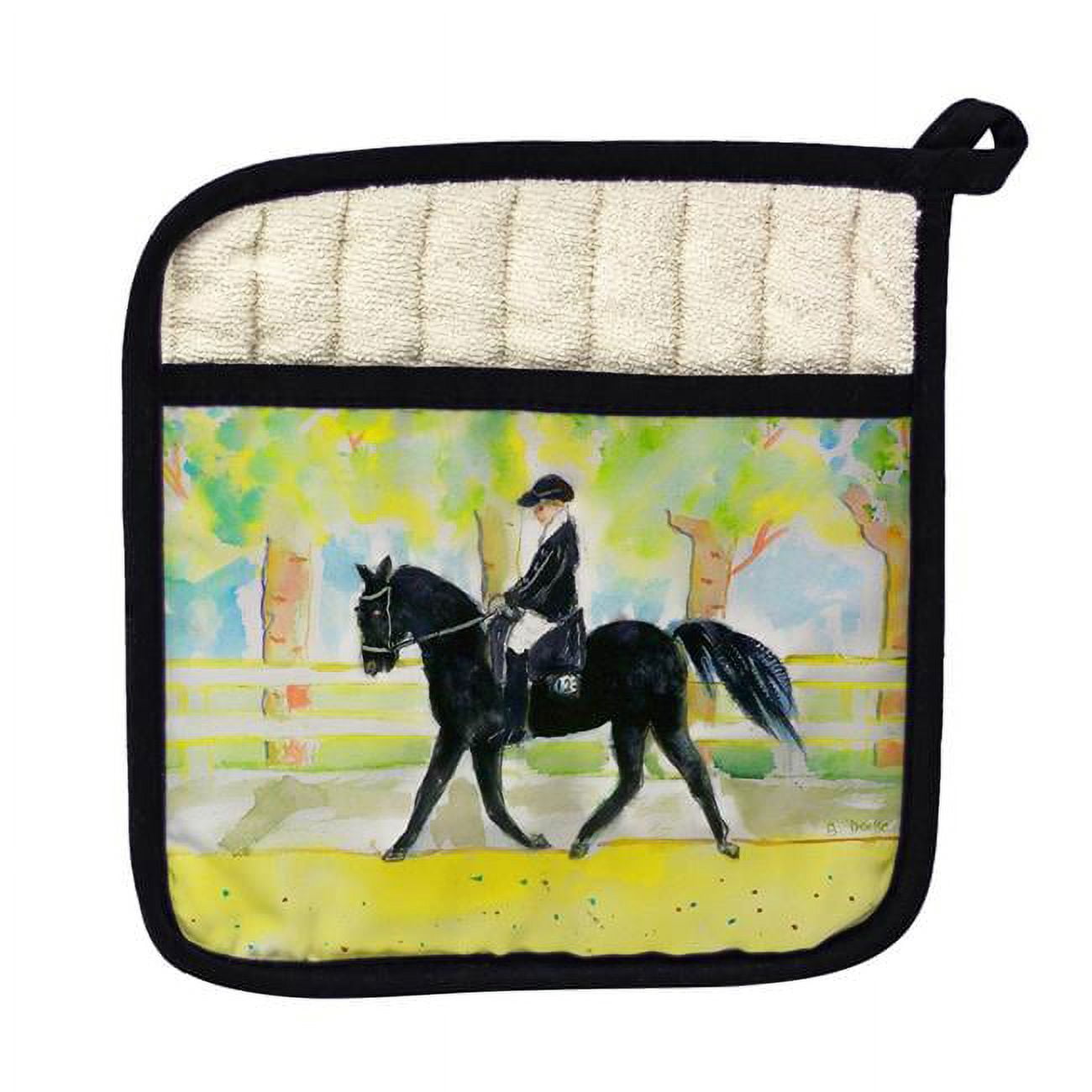 Picture of Betsy Drake PT141 Black Horse & Rider Pot Holder