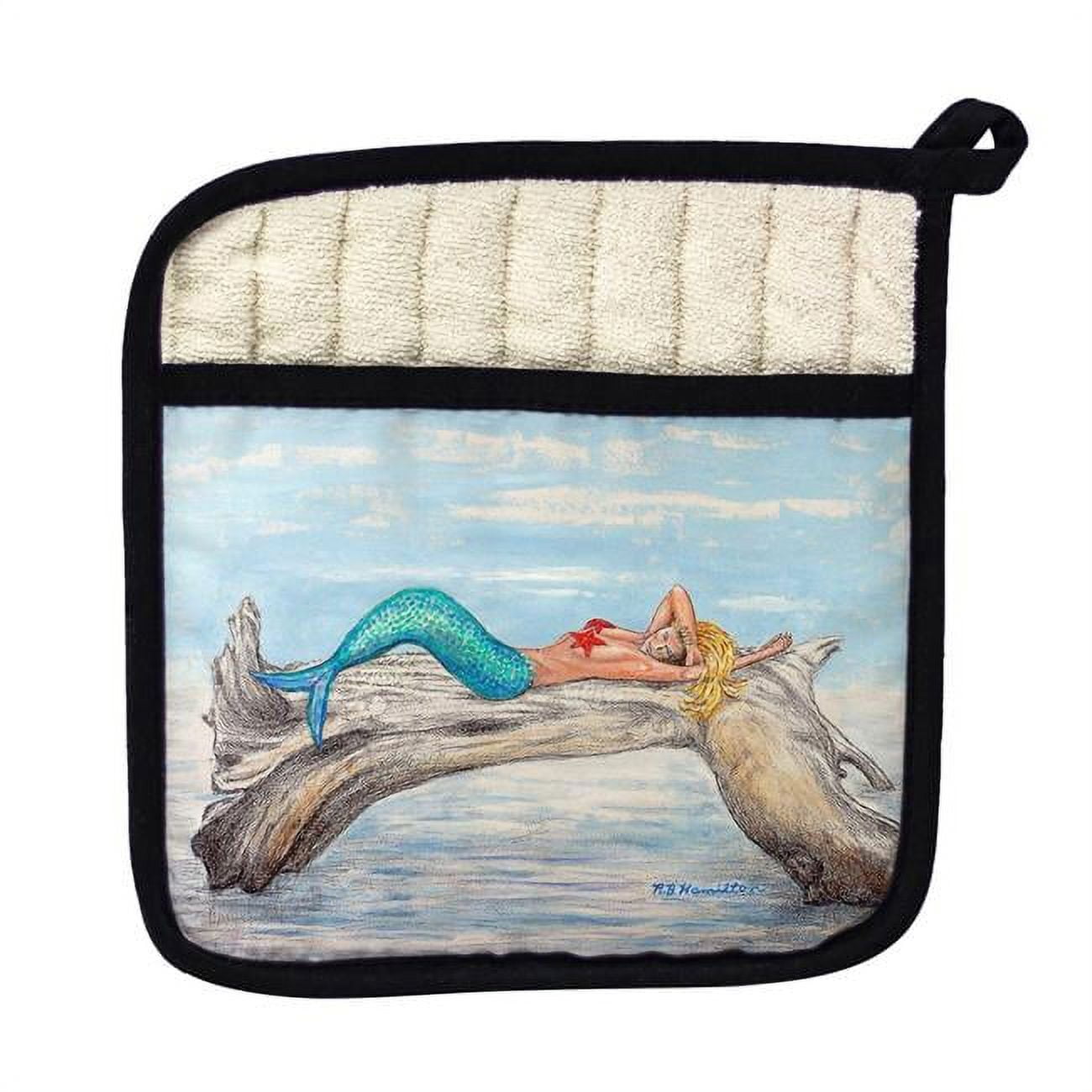 Picture of Betsy Drake PT155R Mermaid on Log Right Pot Holder