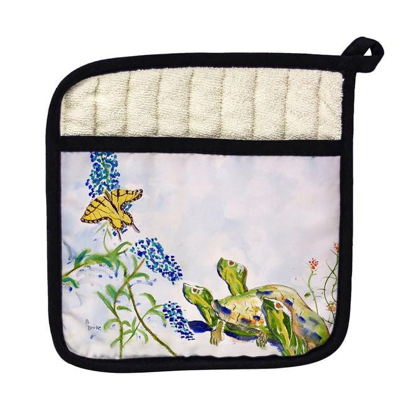 Picture of Betsy Drake PT178 Turtles & Butterfly Pot Holder