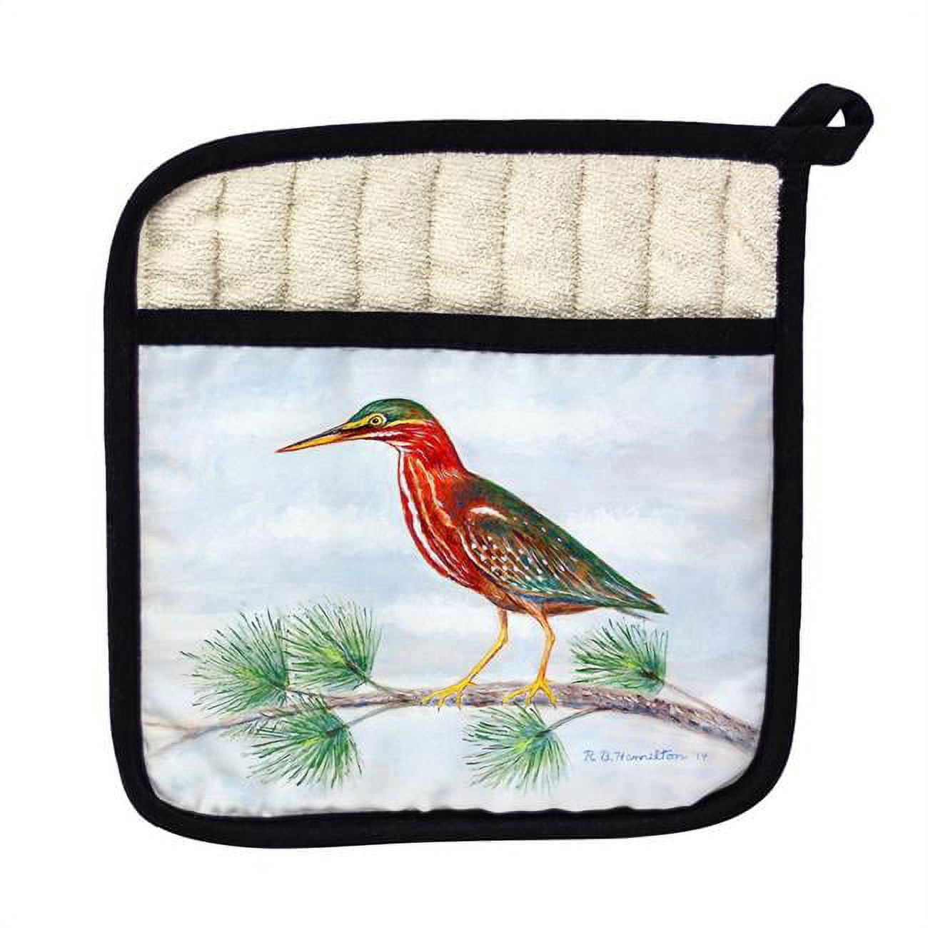 Picture of Betsy Drake PT180 Green Heron Pot Holder