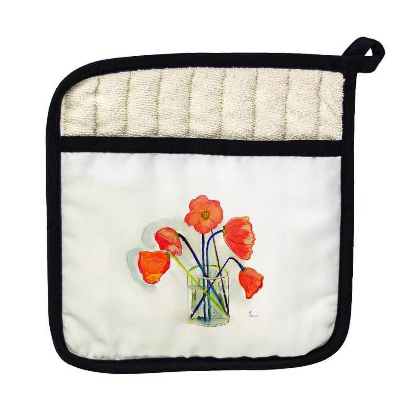 Picture of Betsy Drake PT191 Poppies in Vase Pot Holder