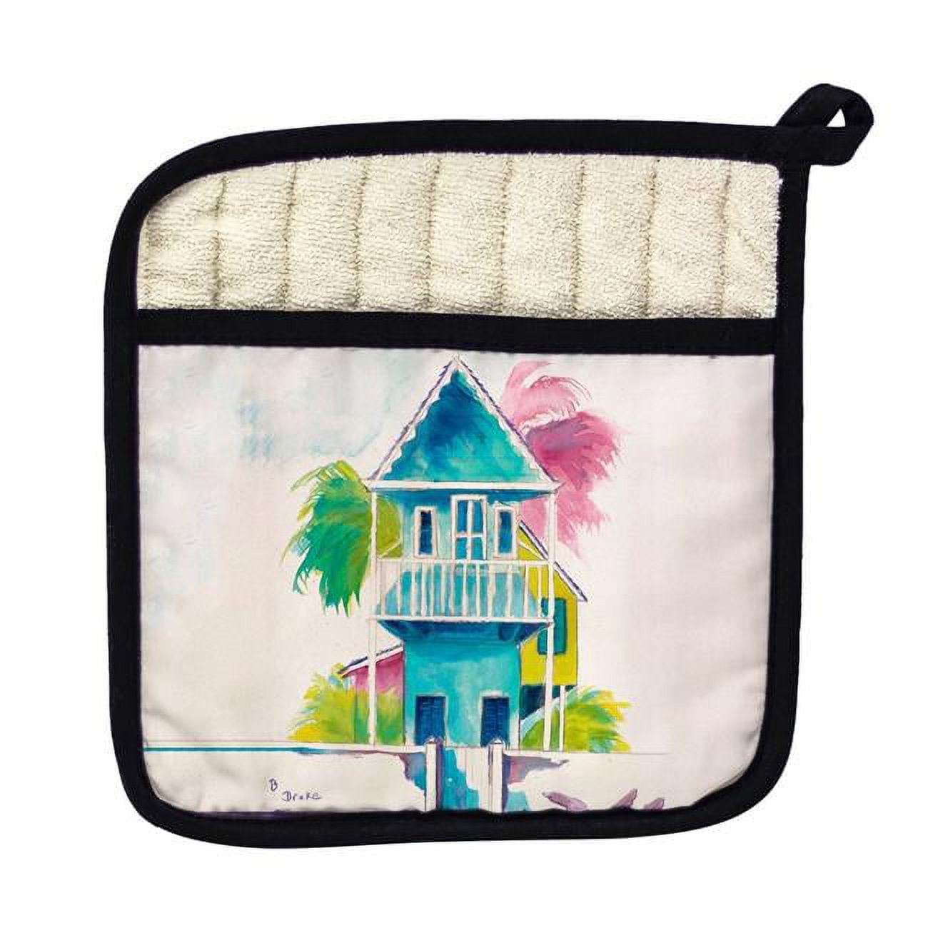 Picture of Betsy Drake PT232 W. Palm Hut Blue Pot Holder