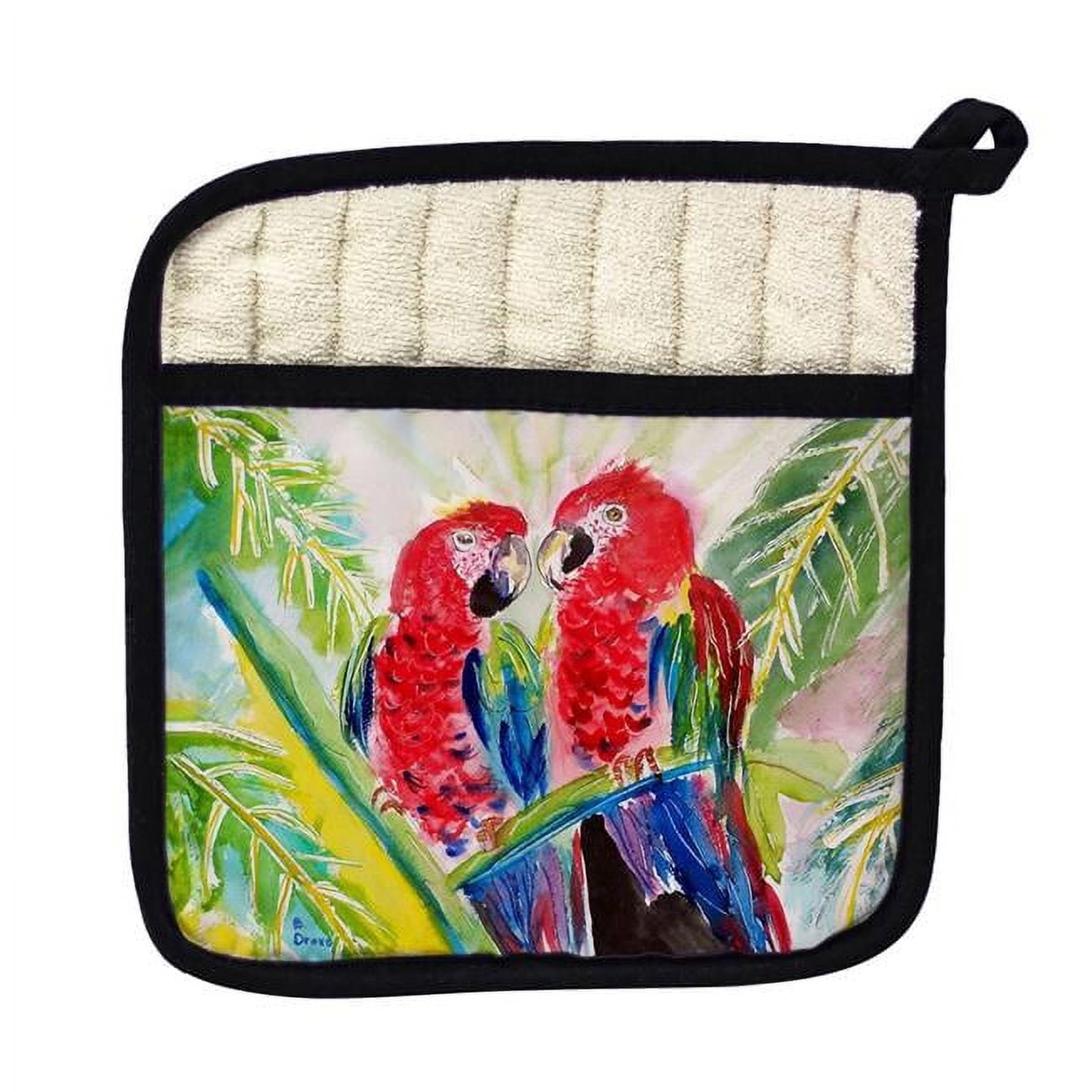 Picture of Betsy Drake PT317 Two Parrots Pot Holder