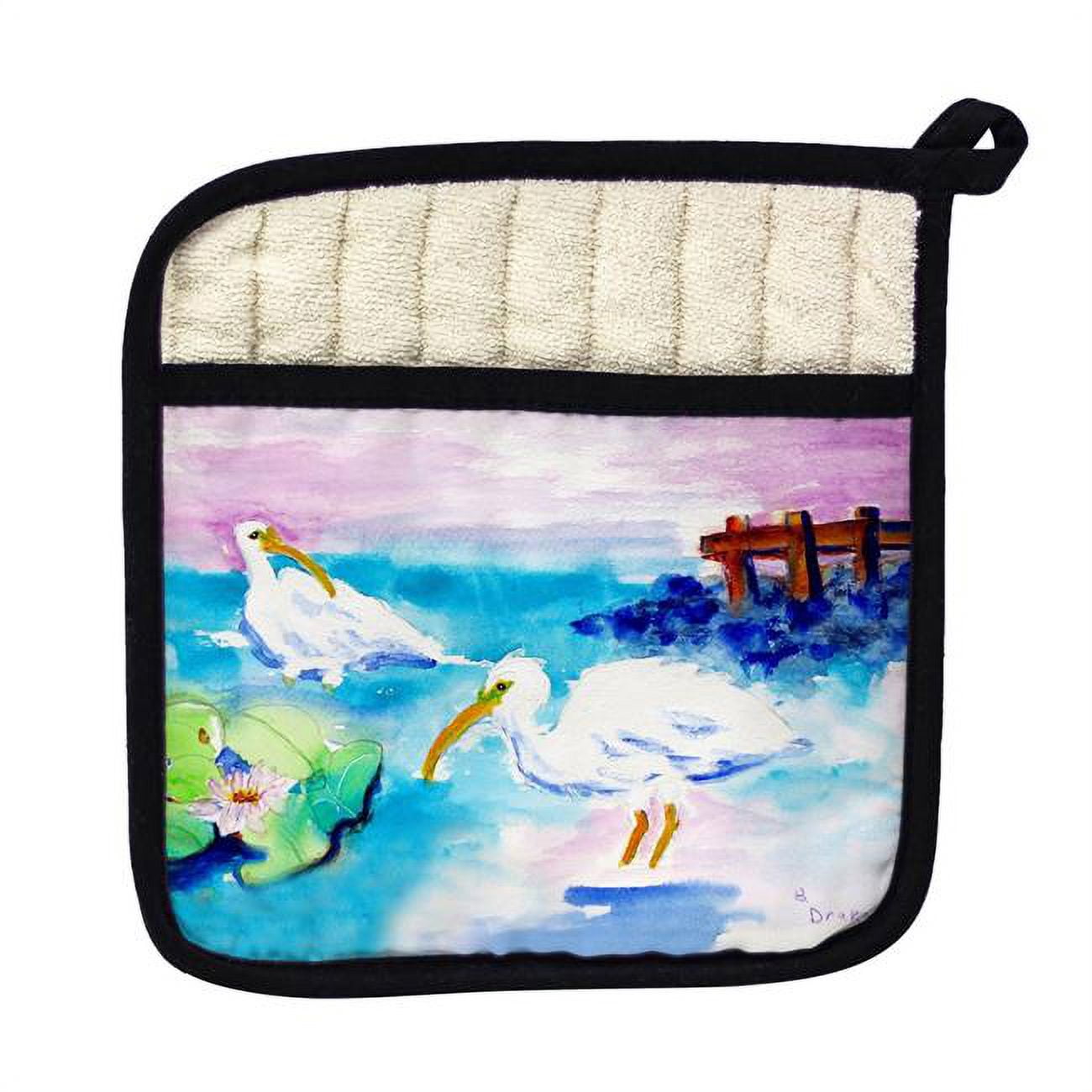 Picture of Betsy Drake PT379 Betsys White Ibis Pot Holder