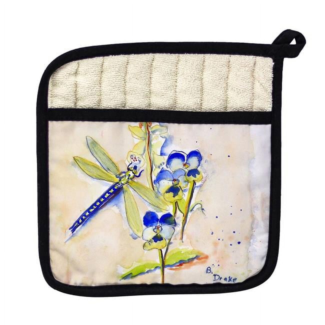 Picture of Betsy Drake PT387 Blue Dragonfly Pot Holder