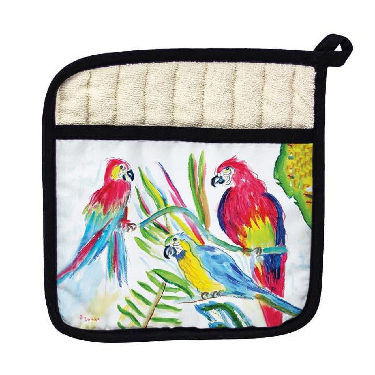 Betsy Drake PT392 Three Parrots Pot Holder