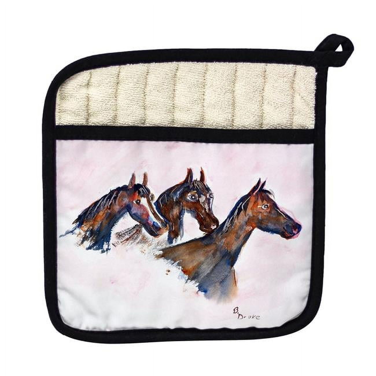 Picture of Betsy Drake PT419 Three Horses Pot Holder