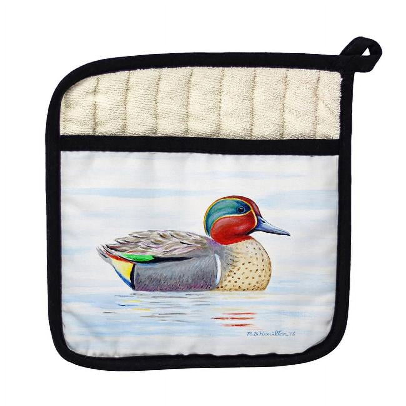 Picture of Betsy Drake PT435 Green Wing Teal Pot Holder