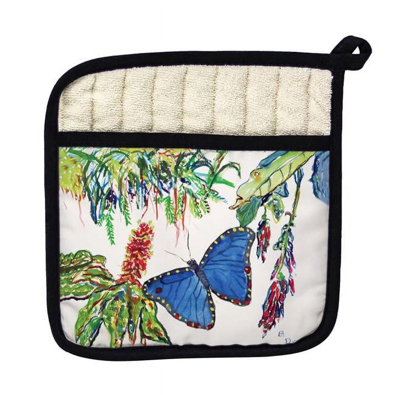 Picture of Betsy Drake PT450 Morpho Butterfly & Flowers Pot Holder