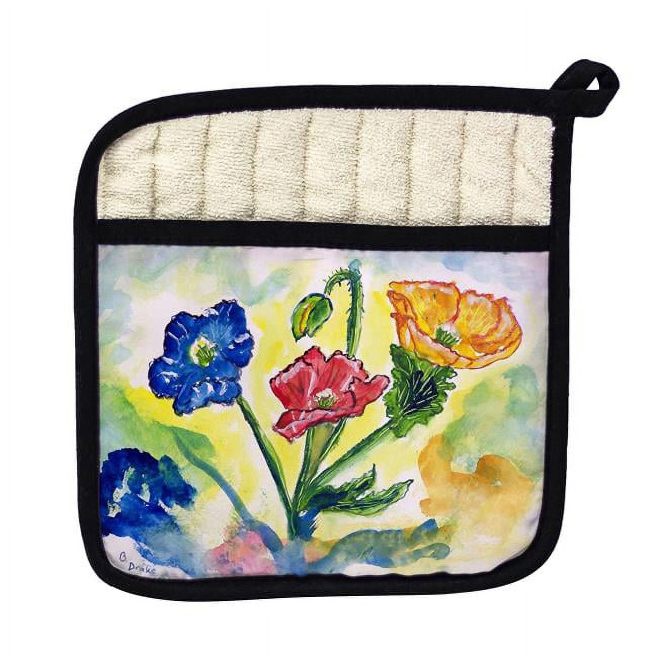 Betsy Drake PT513 Bugs & Poppies Pot Holder