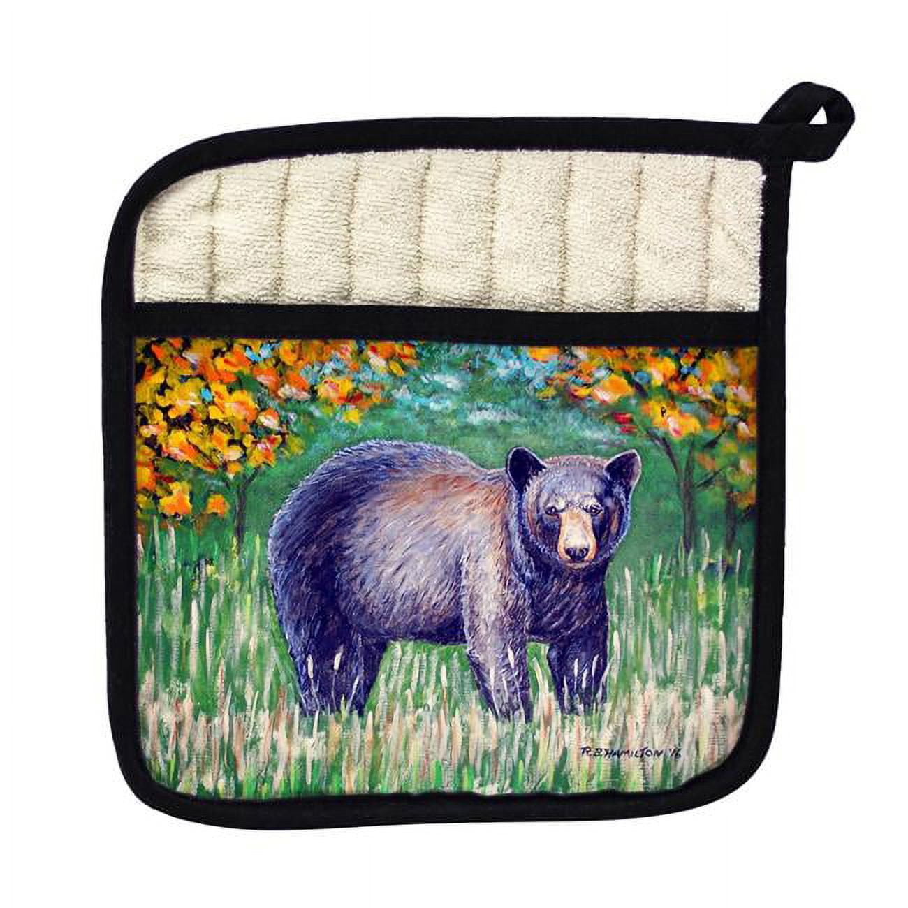 Picture of Betsy Drake PT536 Black Bear Pot Holder