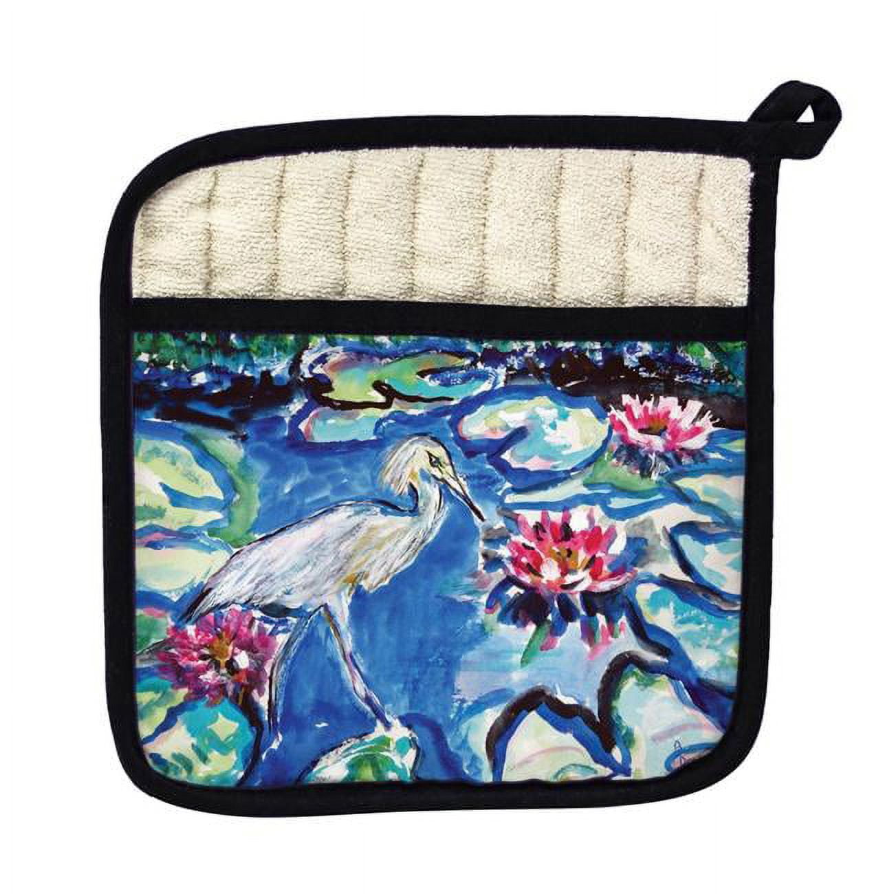 Picture of Betsy Drake PT551 Heron & Waterlilies Pot Holder
