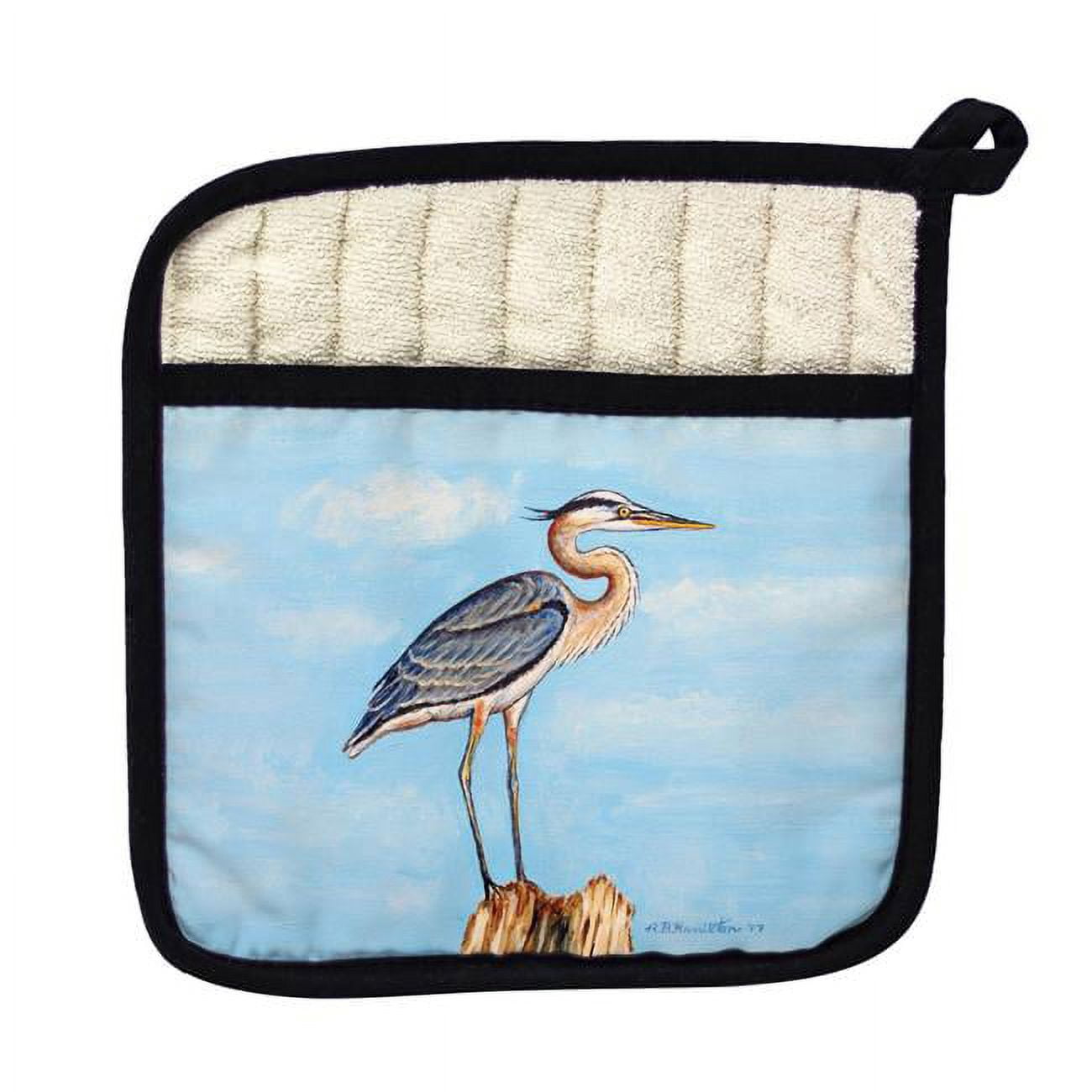 Picture of Betsy Drake PT627 Blue Heron on Stump Pot Holder