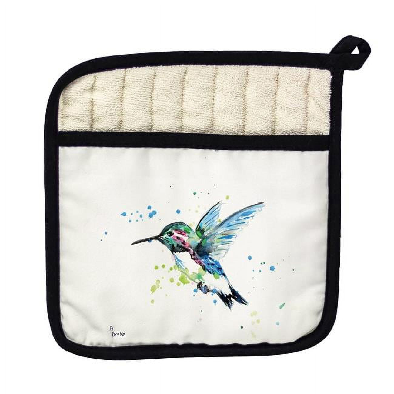 Picture of Betsy Drake PT635 Green Hummingbird Pot Holder