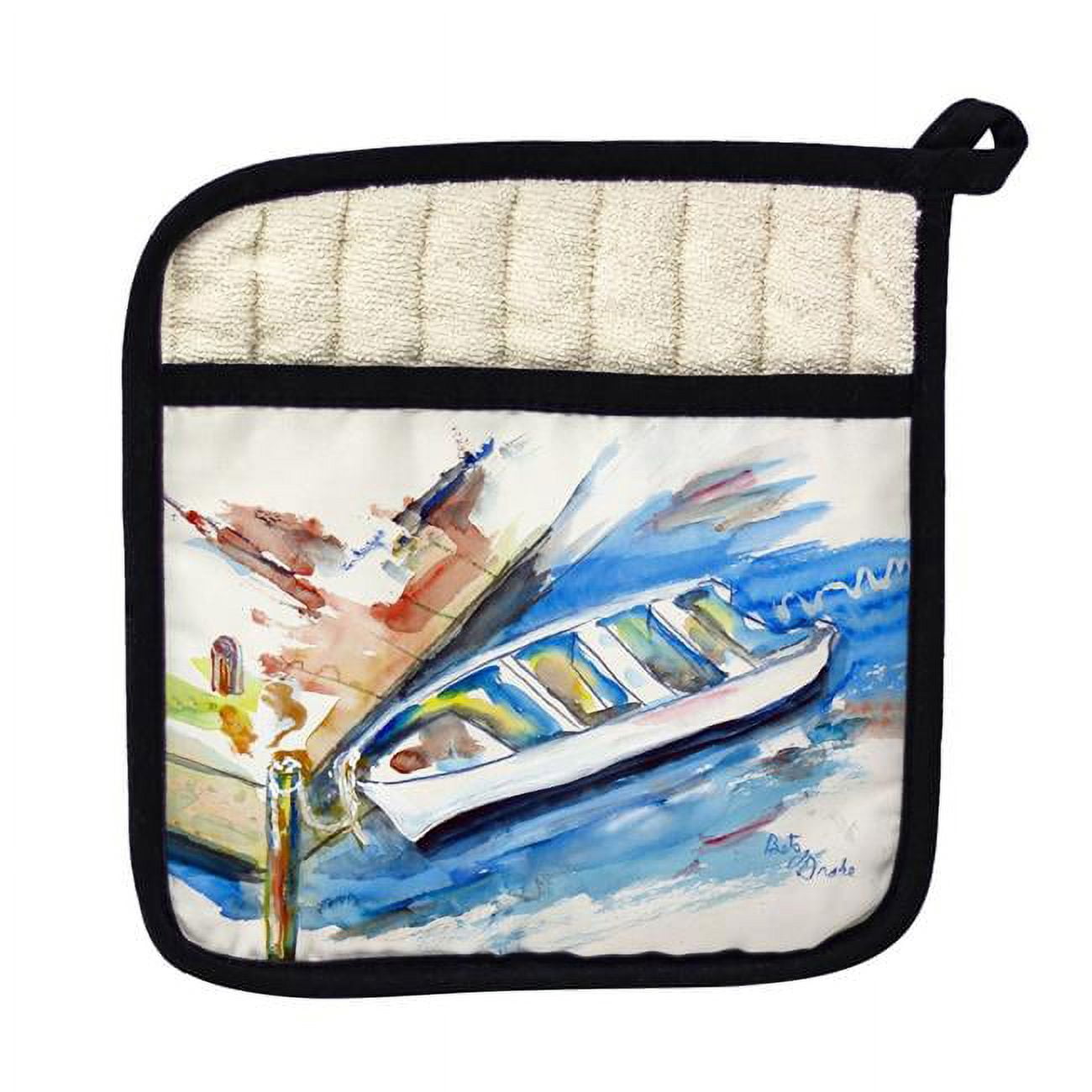 Picture of Betsy Drake PT656 Rowboat At Dock Pot Holder