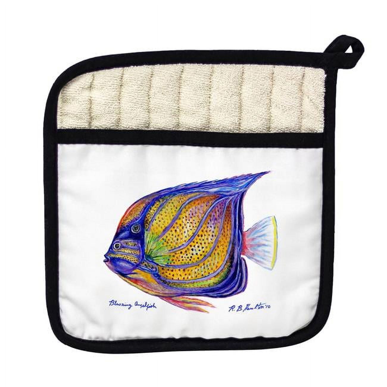 Picture of Betsy Drake PT677 Blue Ring Angelfish Pot Holder