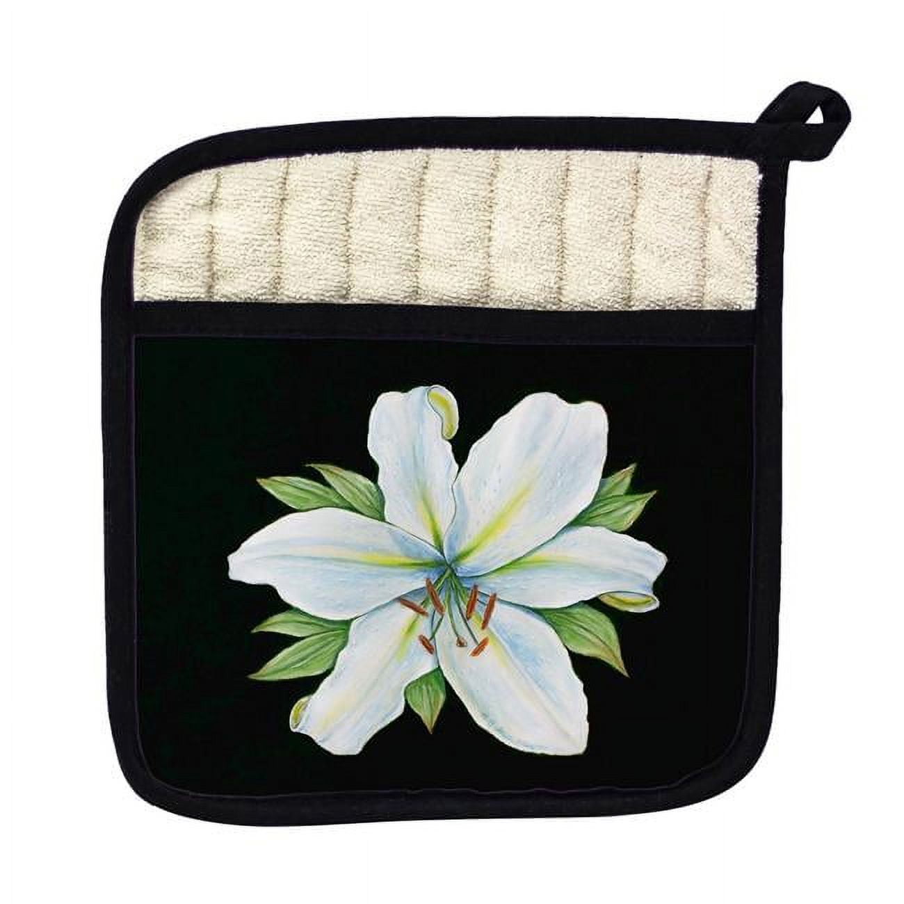 Picture of Betsy Drake PT704B Casablanca Lily on Black Pot Holder