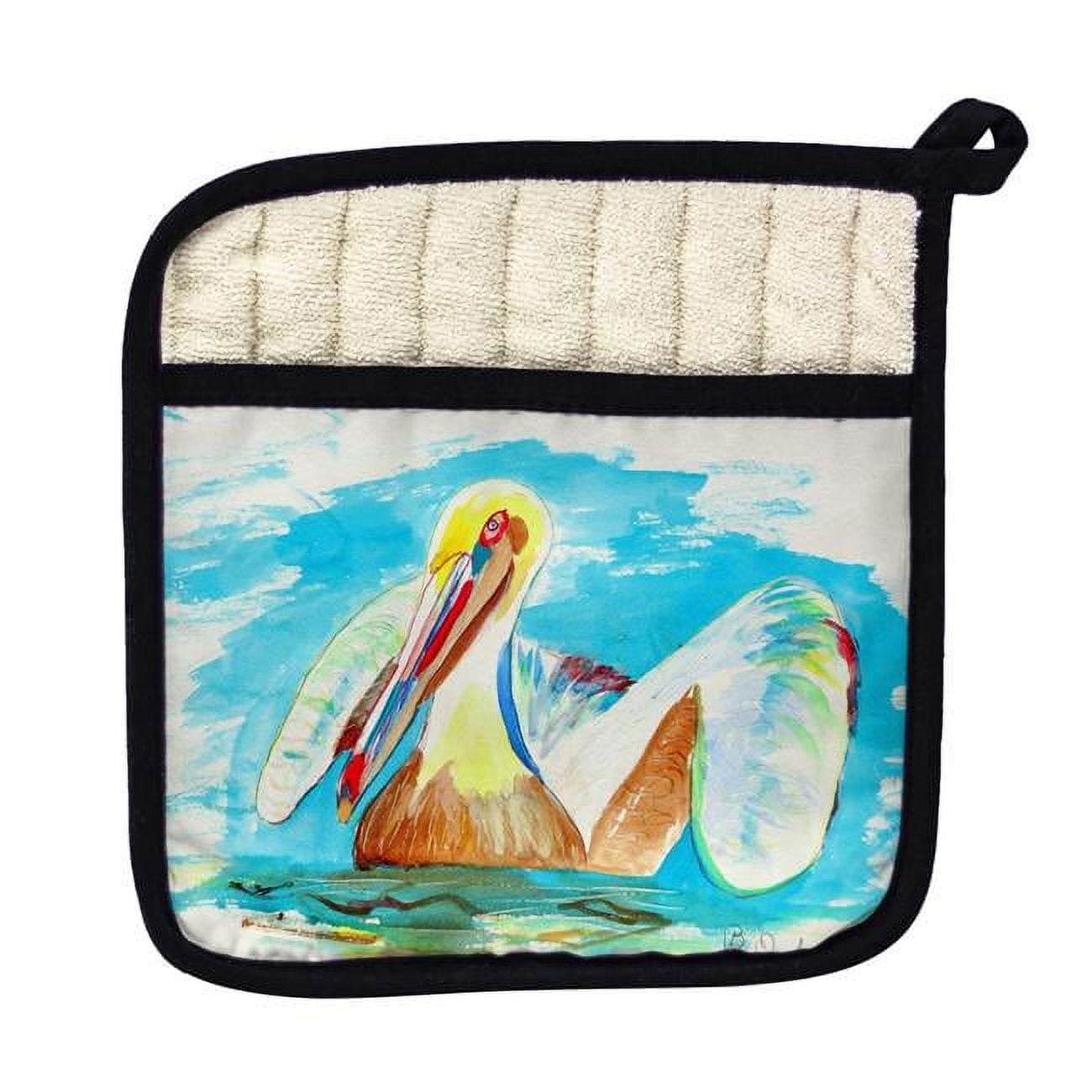 Picture of Betsy Drake PT715 Pelican in Teal Pot Holder