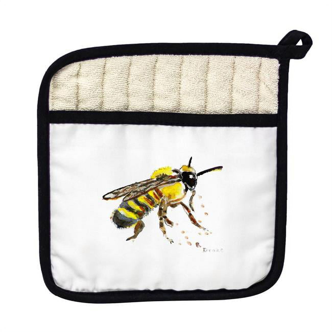 Picture of Betsy Drake PT731 Bee on White Pot Holder