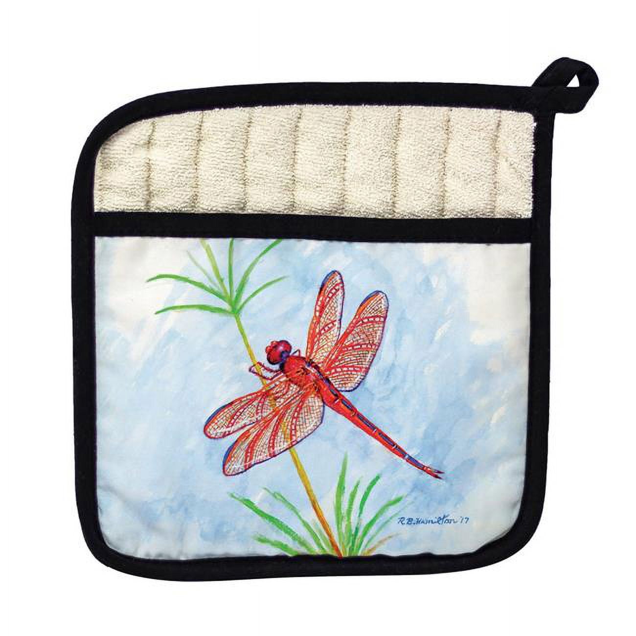 Picture of Betsy Drake PT773 Red Dragonfly Pot Holder