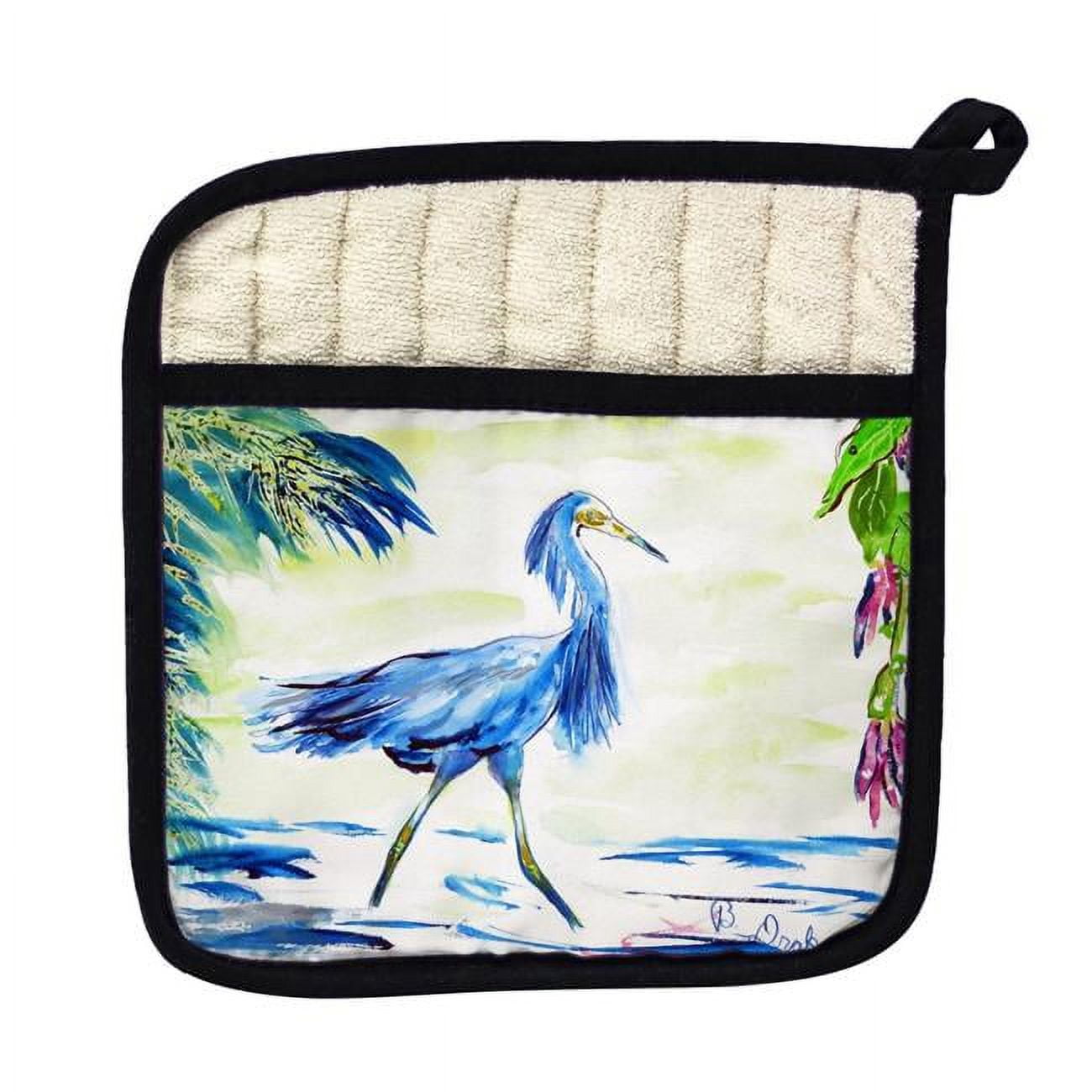 Picture of Betsy Drake PT810 Blue Egret Pot Holder
