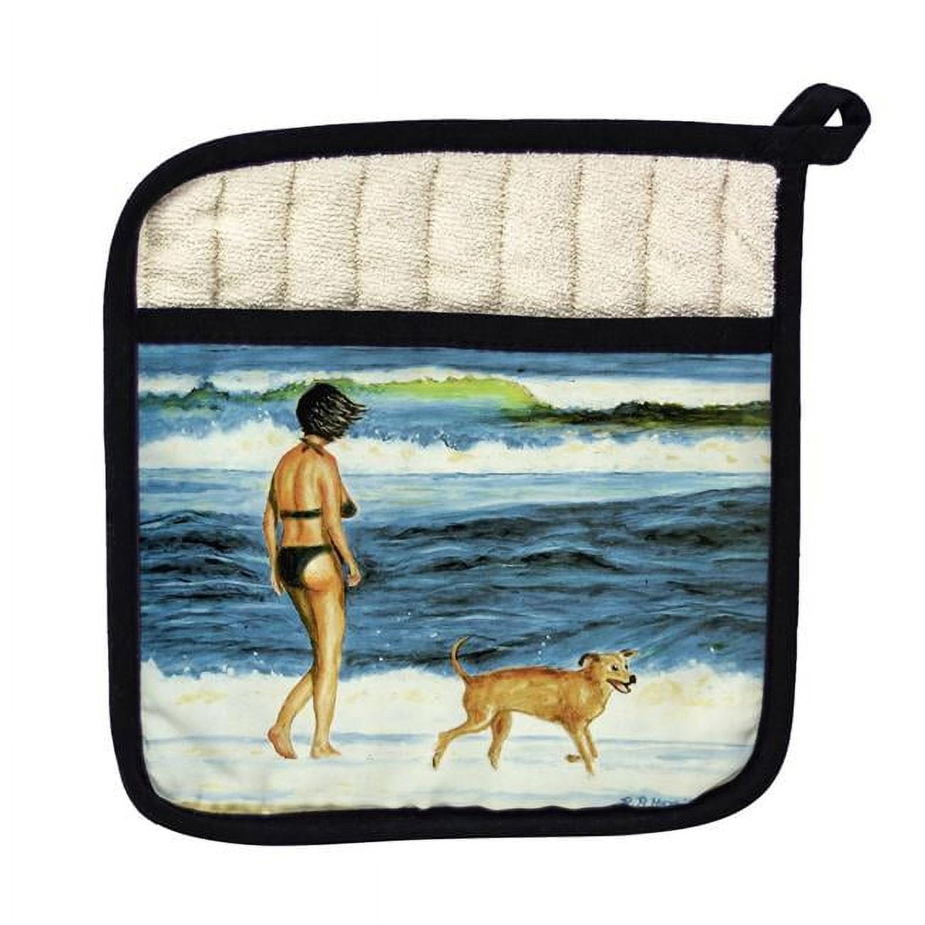 Picture of Betsy Drake PT834 Woman & Dog Pot Holder