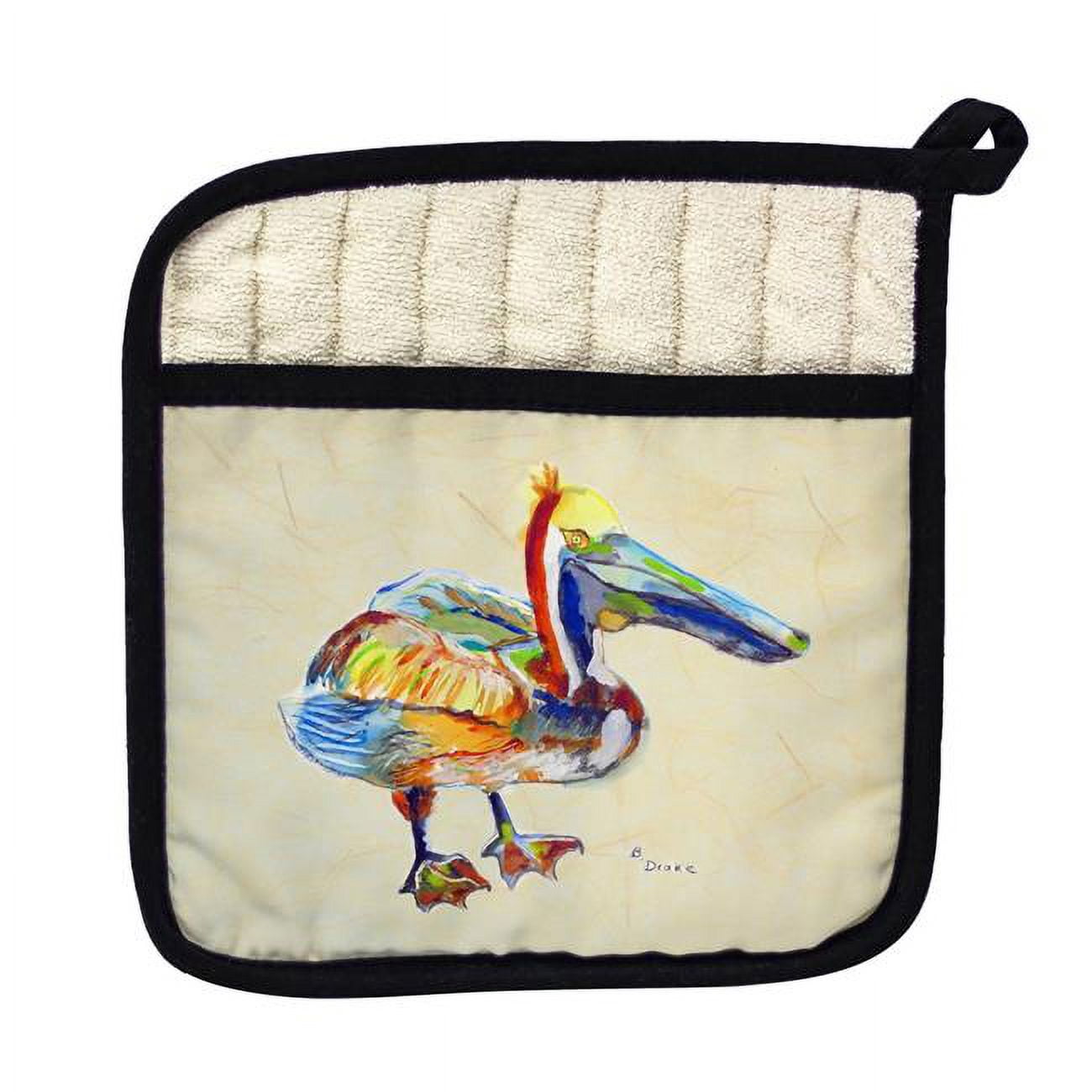 Picture of Betsy Drake PT983B Heathcliff Pelican on Beige Pot Holder