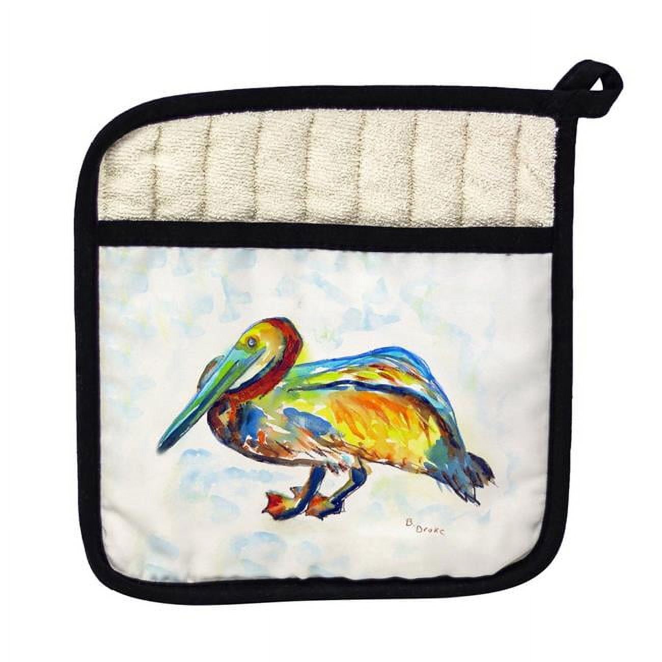 Picture of Betsy Drake PT984A Gertrude Pelican on White Pot Holder