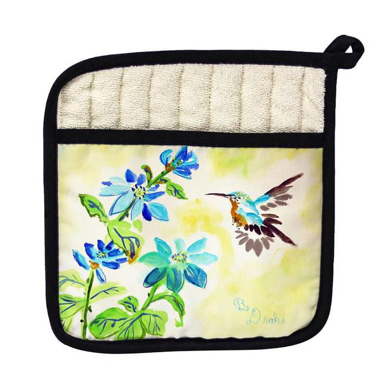 Picture of Betsy Drake PT1009 Aqua Hummingbird Pot Holder