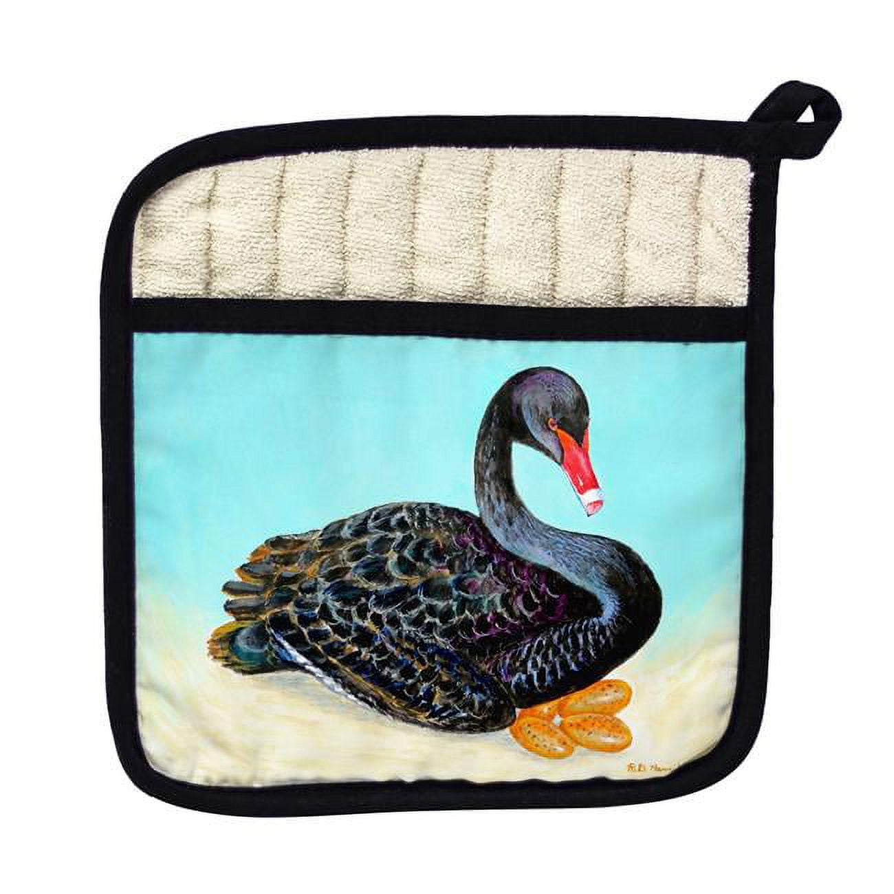Picture of Betsy Drake PT1012 Black Swan Pot Holder