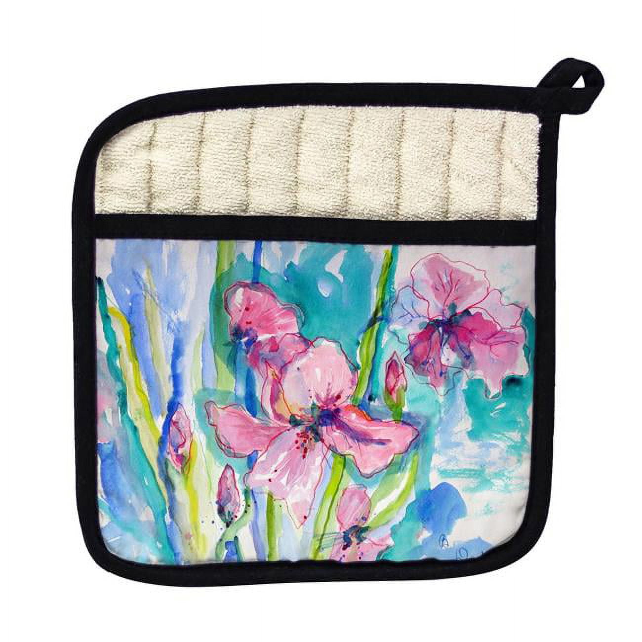 Picture of Betsy Drake PT1017 Pink Iris Pot Holder