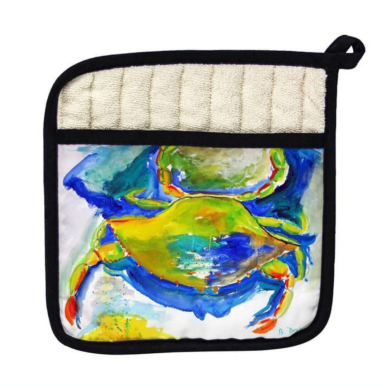 Picture of Betsy Drake PT1027 Blue & Yellow Crab Pot Holder