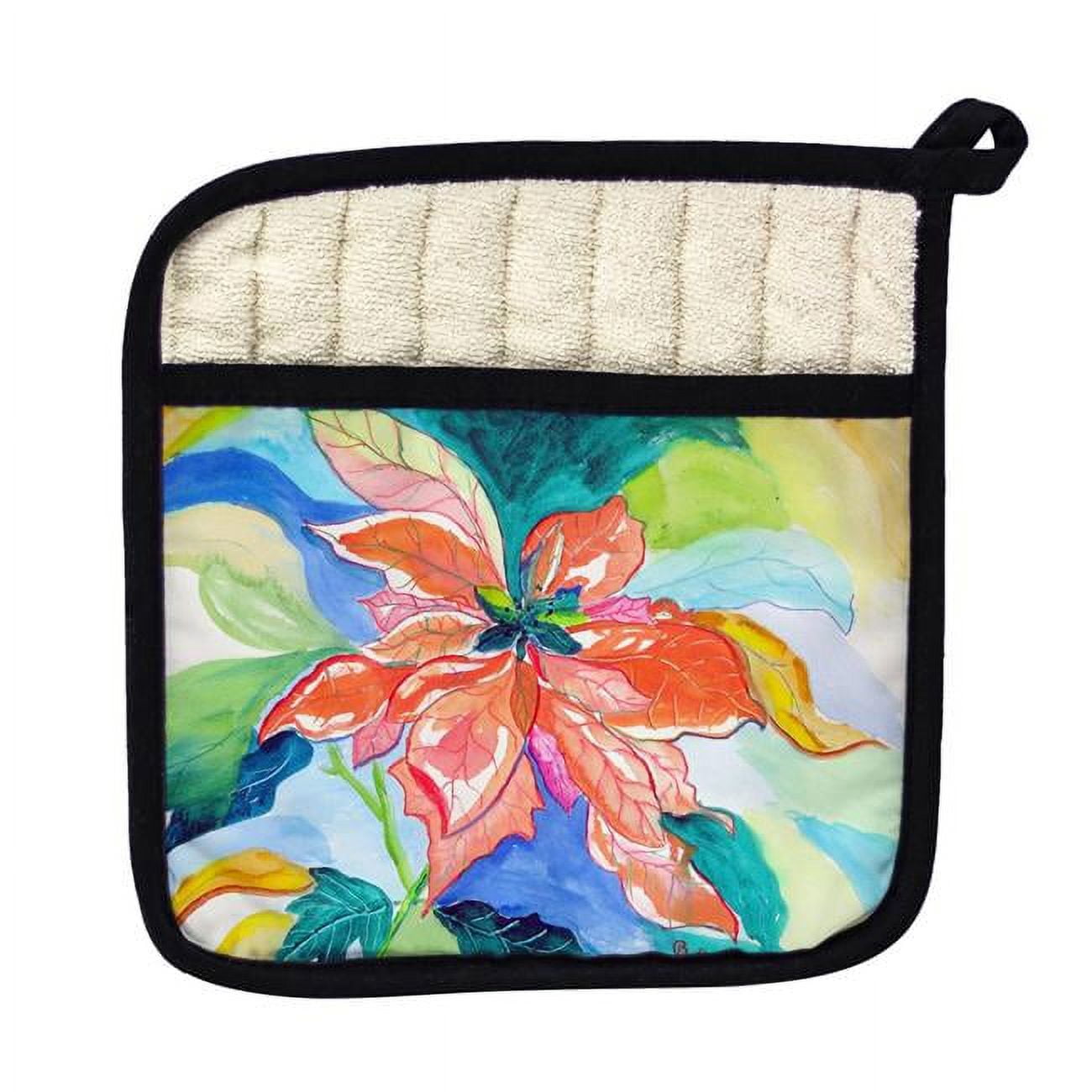 Picture of Betsy Drake PT1052 Peach Poinsettia Pot Holder