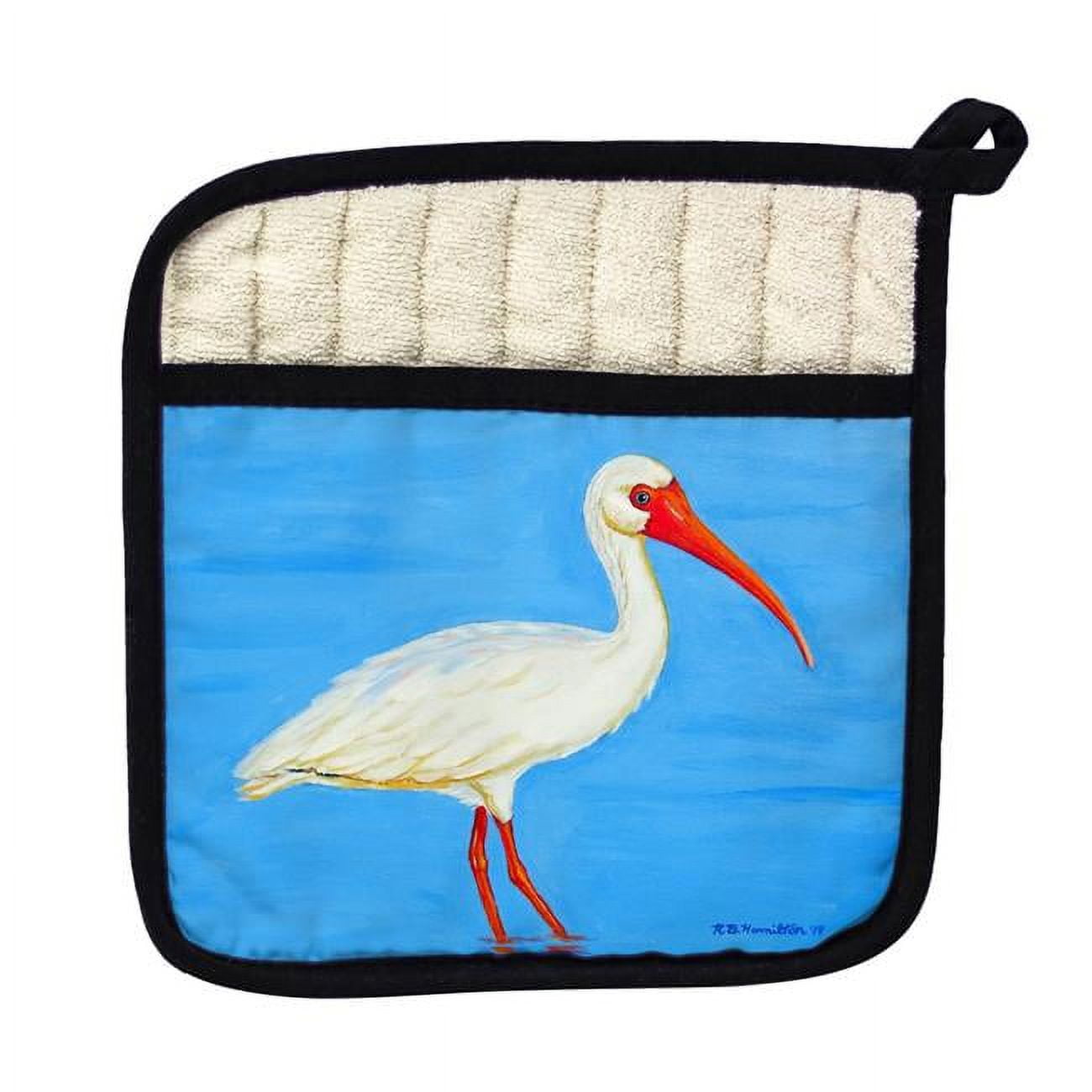 Picture of Betsy Drake PT1086 Posing White Ibis Pot Holder